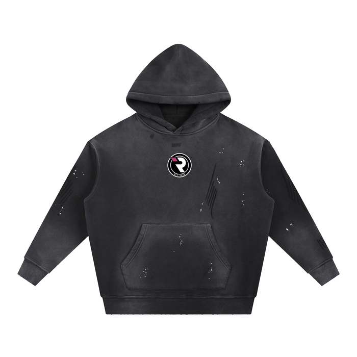Vintage Washed Frayed Fleece Hoodie